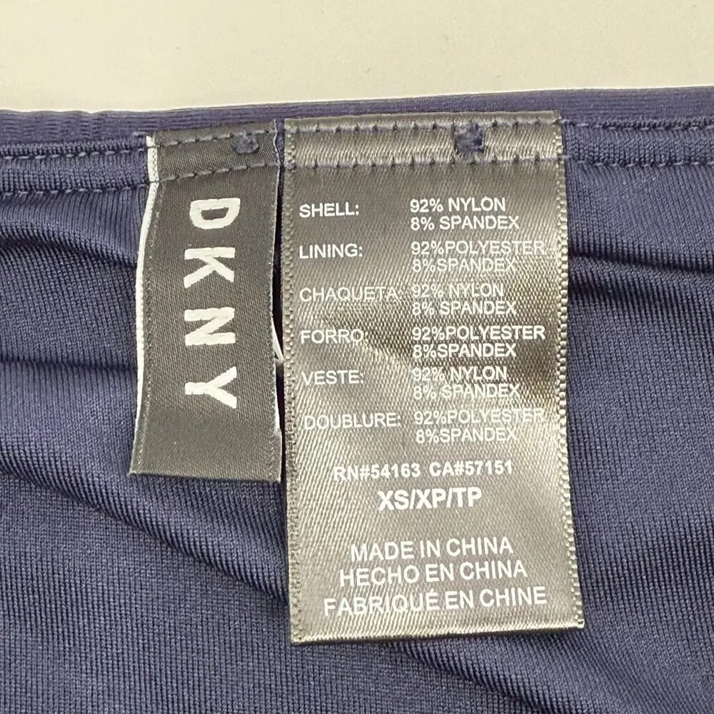 DKNY Bikini Bottoms SZ Extra Small Ruched High Waist Navy Blue NWT Swim Classic - Picture 3 of 11
